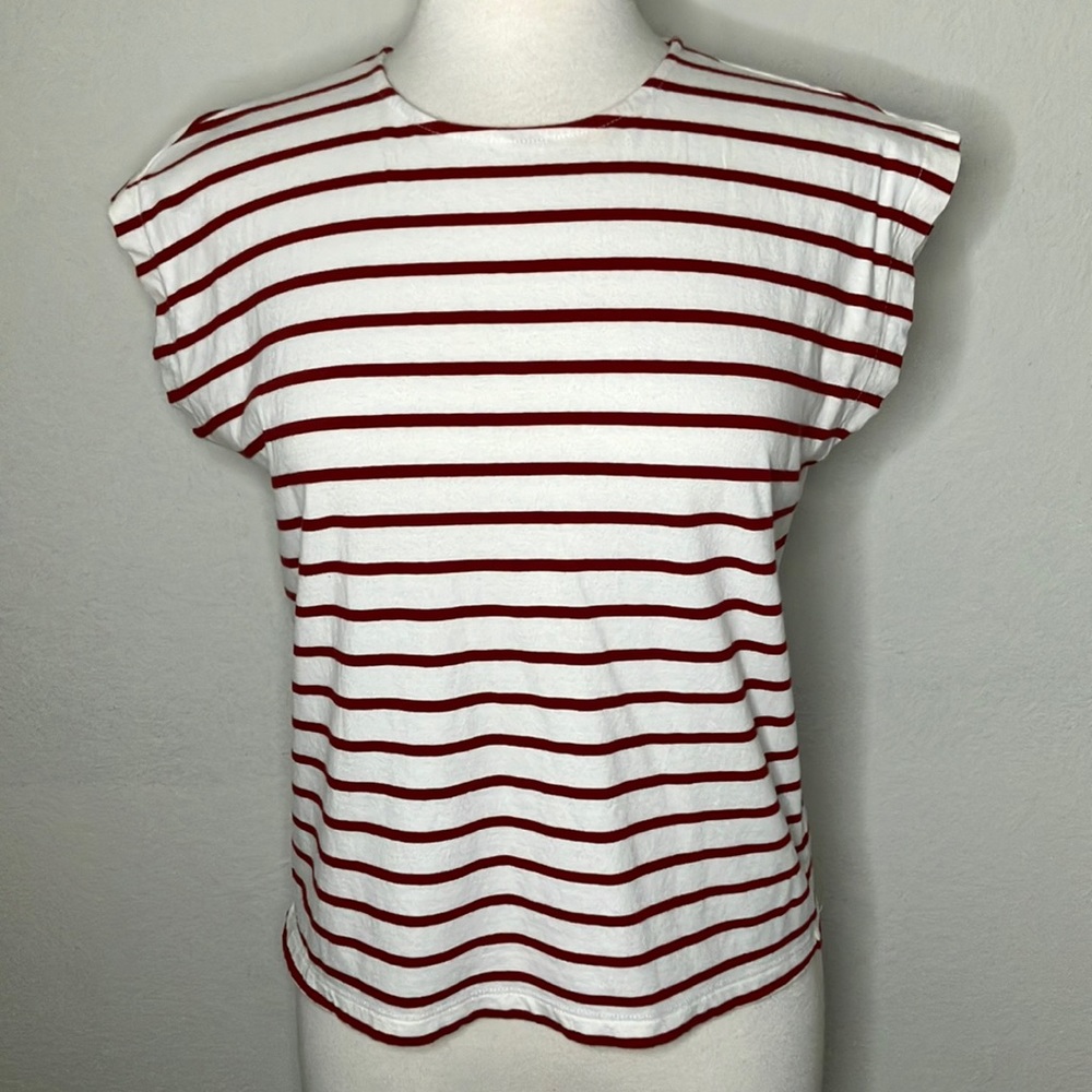 Madewell Rust Shoulder Striped Tee - Picture 5 of 9
